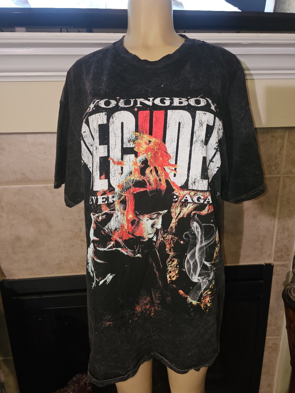 Decoded NBA YoungBoy Never Broke Again Graphic Acid Wash T-shirt. Size XL